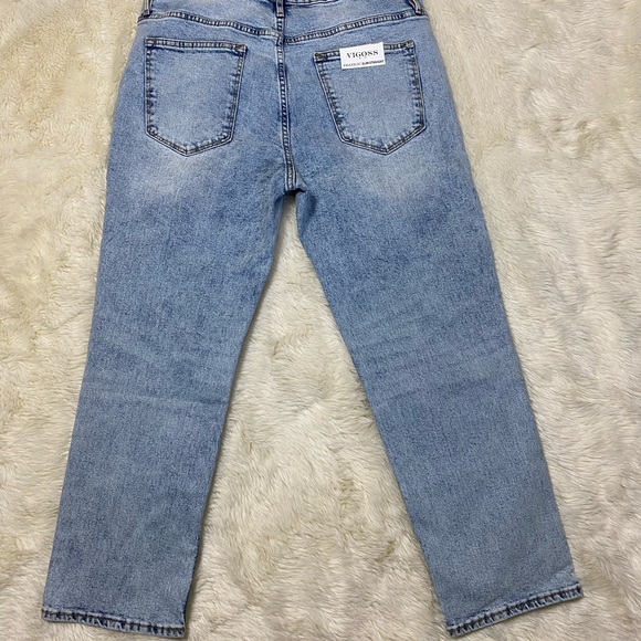 Vigross Frankie Slim Straight Leg Buckle Belt Detailed Cropped Jeans, Size 32 - Picture 4 of 10